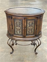 Ornate Side Table with Wrought Iron Legs