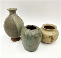 Three Ceramic Hand Created Vases