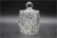 Cut Crystal Sunburst Mustard Pot