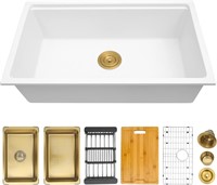 White Undermount Kitchen Sink 30 Inch  Deep