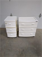 2 plastic rolling storage carts 23"w x 16"d x