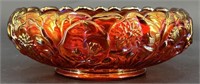 Fenton Orange Slice Irid Water Lily Console Bowl