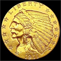 1911 $2.50 Gold Quarter Eagle CLOSELY