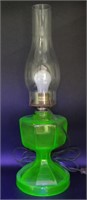 Uranium Depression Glass Lamp, 19"