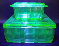 Uranium Depression Glass Lidded Refrigerator