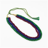 Natural Ruby Blue Sapphire and Emerald Necklace