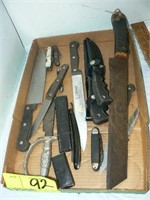 FLAT WITH ASSORTED KNIVES, STRAIGHT RAZOR, POCKET