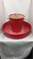 Red ice bucket with red tray