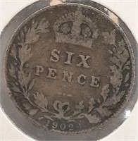 1902 Great.Brittain 6 Pence - Silver