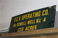 K & H OPERATING CO. METAL SIGN