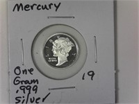 Mercury One Gram .999 Silver Round