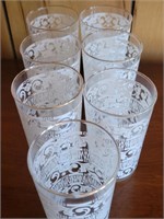 1960's set of 7 chantilly tumblers