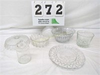 Lot of Clear Glass - Glass Platter "Anniversary",
