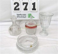 Crystal Bowl, Decanter, Vase, Dish w/Lid