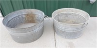 2 Round Metal Wash Buckets