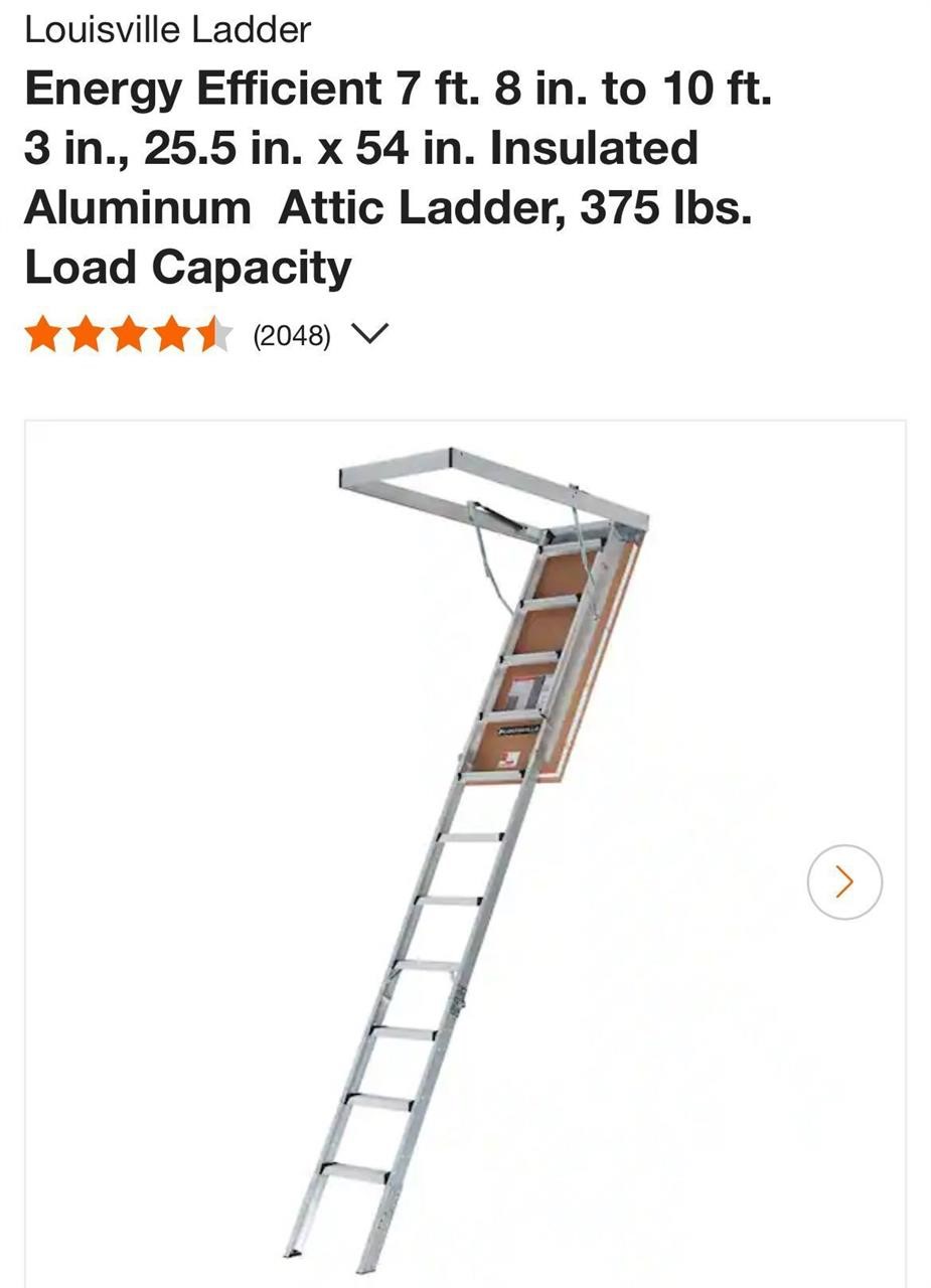 Aluminum Attic Ladder, 375 lbs