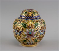 Chinese Gilt Bronze Cloisonne Jar with Cover