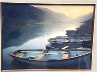 Row Boats On A Foggy Morning Picture Framed in