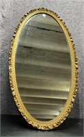 Gold Oval Wall Mirror with Decorative Trim