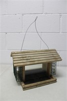 Wooden Bird Feeder, Holds 2 Suet Cakes &