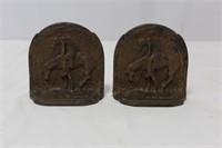 Antique Metal Bookends "End of Trail"