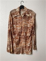 Vintage 1970s Polyester Shirt Desert Wagon