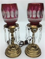 2 VINTAGE FENTON CRANBERRY GLASS LAMPS