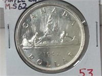 1947 Maple Leaf (ms62) Canadian Silver Dollar