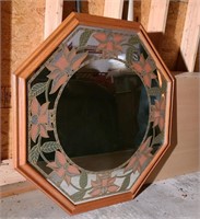 Lg Octagon Mirror w/ Floral Design