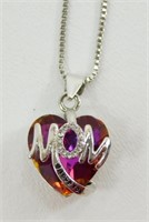 Cherished Mom Red Heart Pendant and Chain