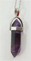 Chakra Purple Crystal Hexagonal Quartz Pendant