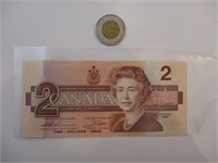 Billet $2 Canada 1986 comme neuf