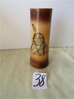 8 INCH VASE- POTTERY WITH INDIAN