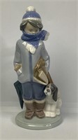 Lladro Winter Boy & Dog Figurine