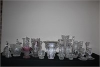 Large Lot of Crystal, Pressed Glass, Candlesticks