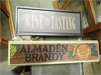 Almaden Brandy Lighted Sign- 24"Wx6"H & Wooden