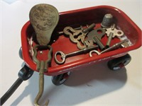 Smalll Radio Flyer Wagon with Vintage Items