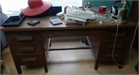 Large Vintage Wooden Desk Contents on Top NOT