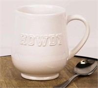 NEW -- A&M Howdy Embossed Coffee Mug White Texas