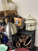 metal tea pot, metal lantern, personal size mini