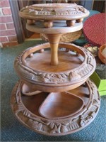 3 Tier Monkey Carved Wooden Lazy Susan