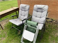 2 OUTDOOR ROCKING CHAIRS AND FOLDING CHAIR