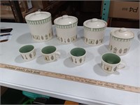 Pfaltzgraff Canister Set & Four Mugs. Largest