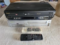 2 DVD/VCR PLAYERS & REMOTES, POWER ON,  NO