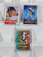 Lot of 3 Mickey Mantle Yankees Baseball Cards