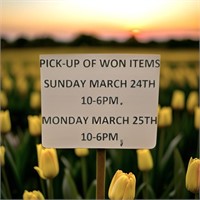 Pick-up Sunday And Monday (24th,25th) 10-6PM