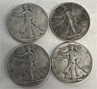 (4) US 1/2 Dollars (Walking Liberty), Silver