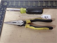 Klein Long Nose Side Cut Pliers W/screwdriver