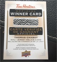 Thomas Chabot Tim Hortons Jersey Relic Winner Card