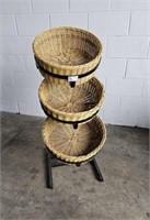 BLACK METAL 3 TIER DRY DISPLAY STAND W BASKETS